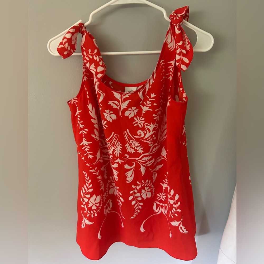 Cabi red floral design tank top